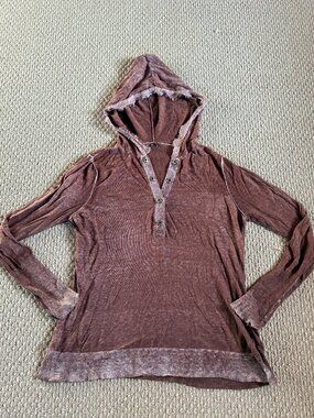 One Girl Who Cotton Cashmere Thin Washed Out Maroon Hoodie Y2K Grunge Medium